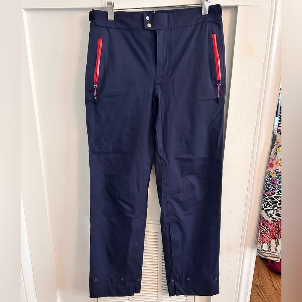 NEW RLX Ralph Lauren Blue Nylon Pants Snap Ankle Stretch Stirrup Pockets Sz XS